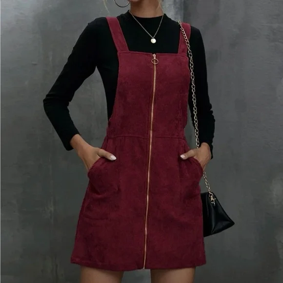 burgundy corduroy dress Sherna Corduroy Front Tie Mini Dress – VICI